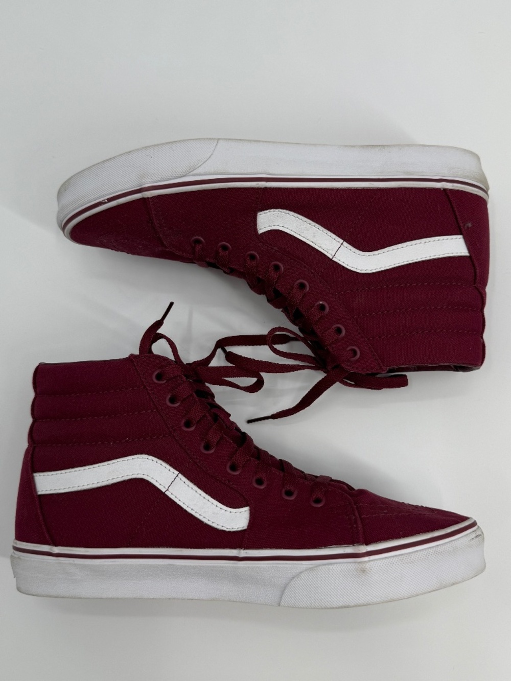 Vans Sk8-Hi High Top Skate Sneakers Grunge Burgundy Red White Men's Size 11